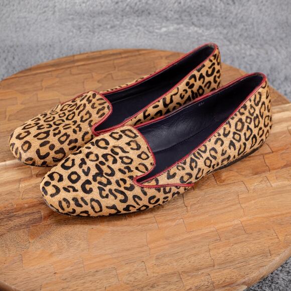 Vaneli Slip-on Flat Women's Sz 6M Tan Black Red TrimHaircalf Cheetah Print - Picture 3 of 7